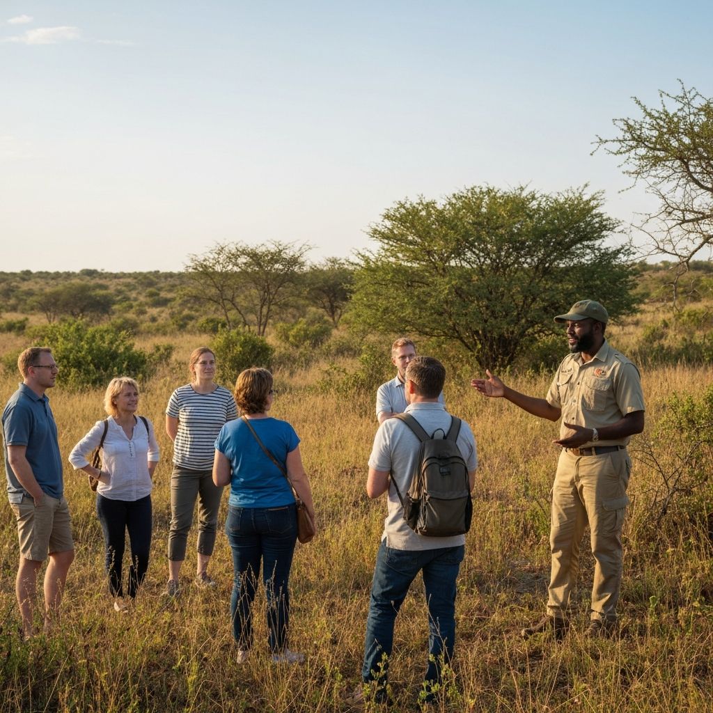 Banhu Tourism guide showing tourists the bushveld